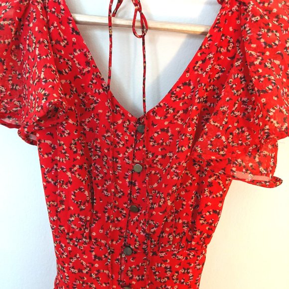 Floral red wrap dress - Picture 3 of 3